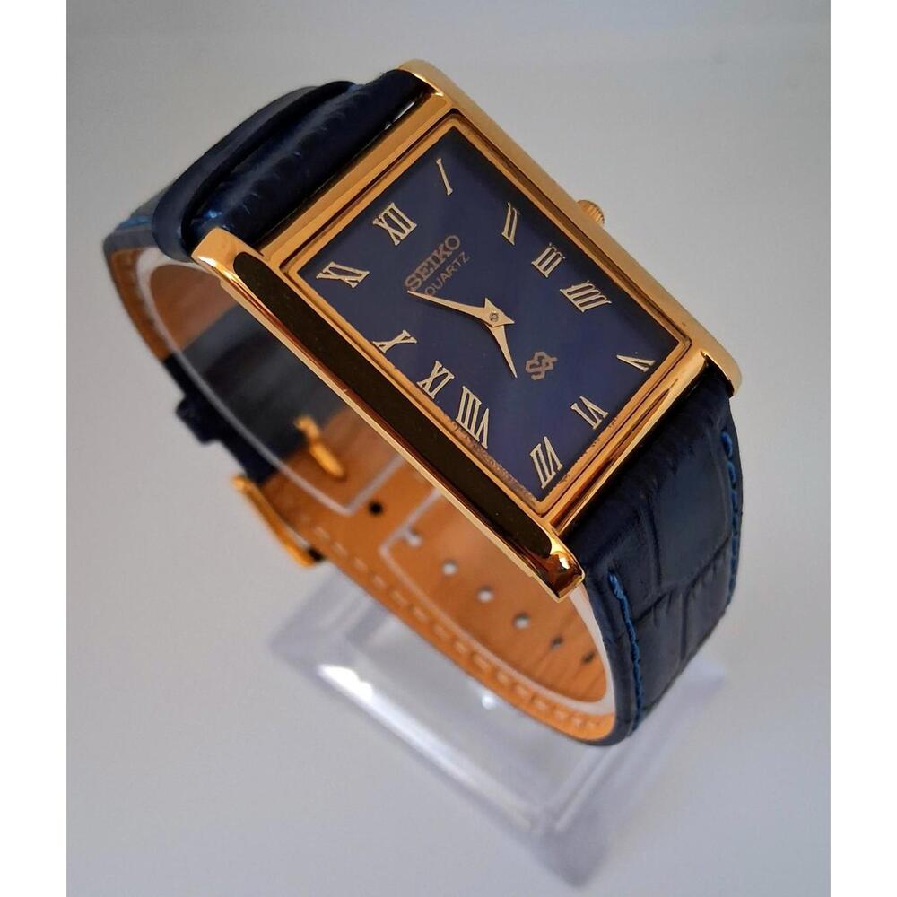 Men's Vintage Seiko Tank Leather Wrist Watch RARE